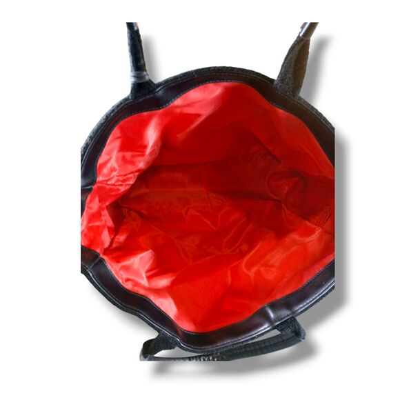 Givenchy Tote Medium Black Sherpa Faux Leather Straps Gold Hardware Red Lining - Picture 7 of 11